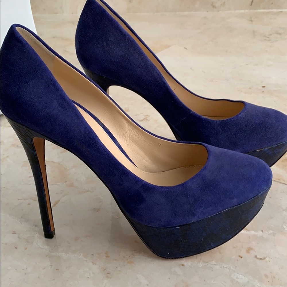 Alexandre Birman suede/snakeskin platform pump